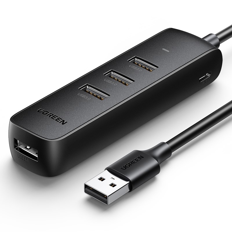 Hub 4 ports USB-A vers 4xUSB-A/0.25m/Noir