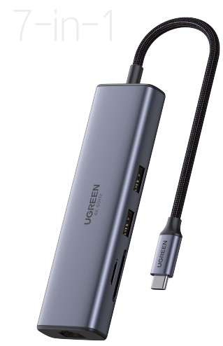 Hub 7 ports USB-C 7 en 1/4K 30Hz/100W/0,20m/Gris