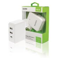 Chargeur mural 3 ports - 2xUSB-A - USB-C - Blanc#