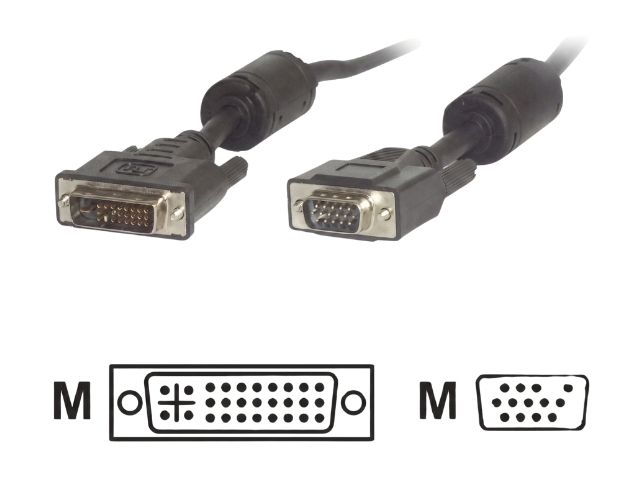Câble DVI-I/HD15 (VGA) mâle/mâle - 2m - Noir#