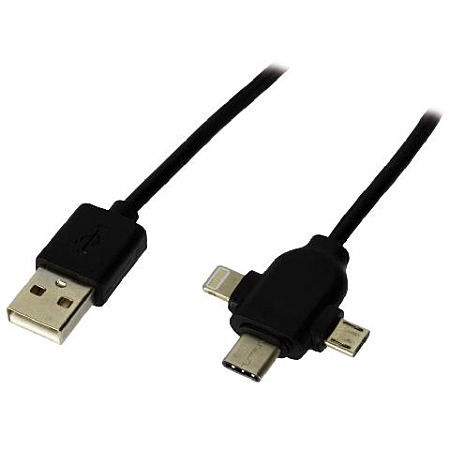 Câble USB-A vers Multitête - 1m - Noir#