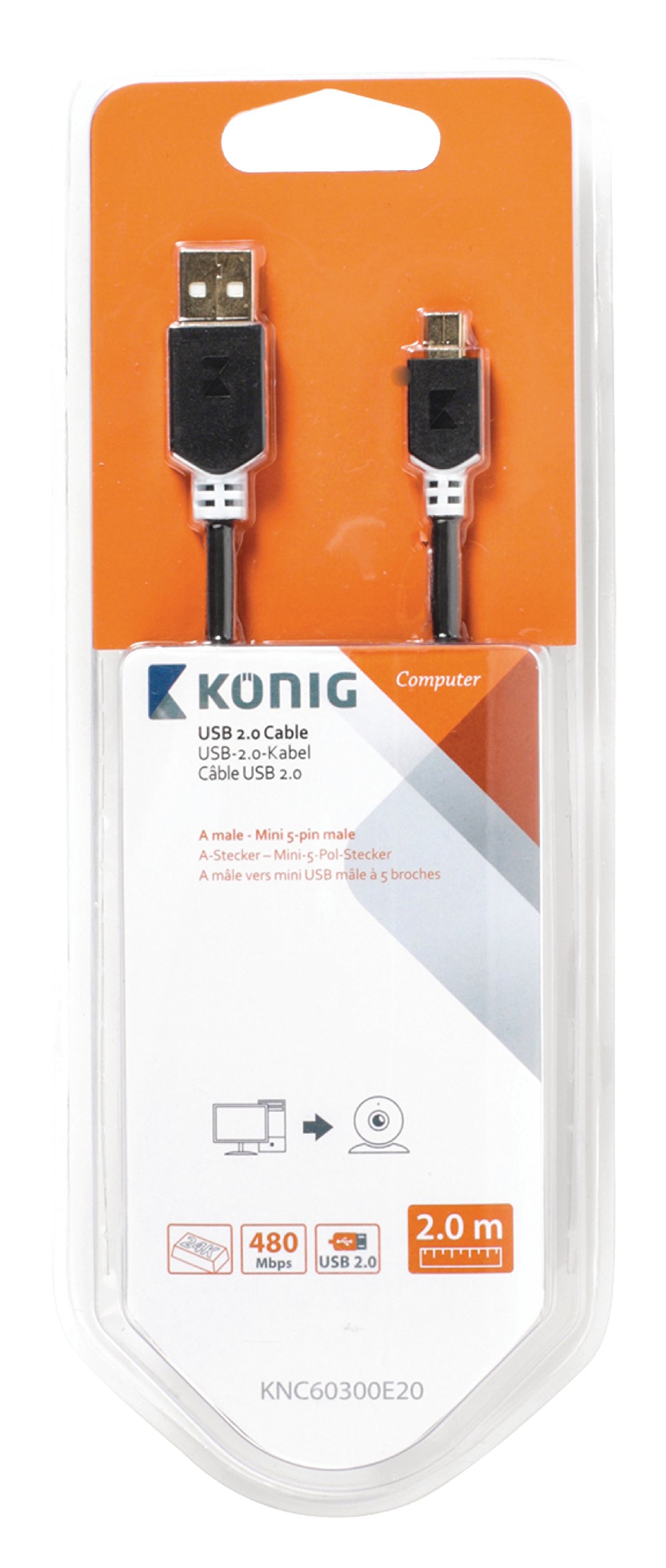 Câble USB-A/Mini USB mâle/mâle - 2m - Anthracite#