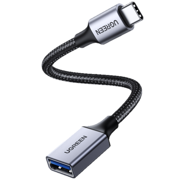 Câble UBS-C vers USB 3.0 OTG/Tressé/10cm/Noir
