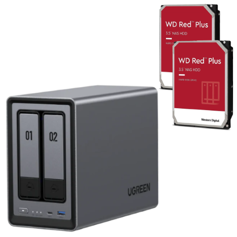 DXP2800 - 2 Baies avec 2 disques WD 4To RED Plus  