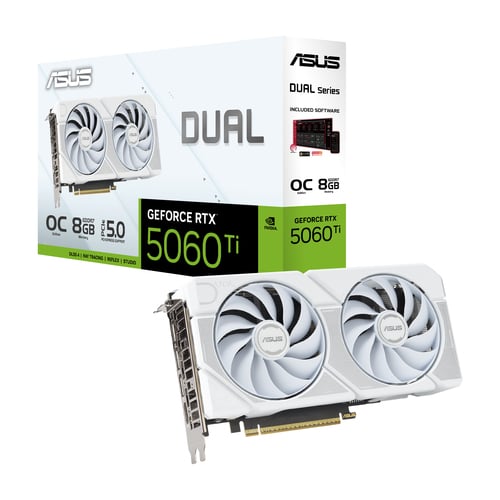 Asus Dual GeForce RTX 5060 Ti 8Go OC Blanc