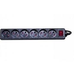 Multiprise Noire 6 Prises + Interrupteur - 1,50m