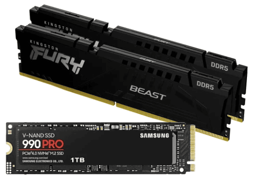 Kingston Fury Beast 32Go (2x16Go) DDR5 6000Mhz + Samsung 990 Pro 1TB
