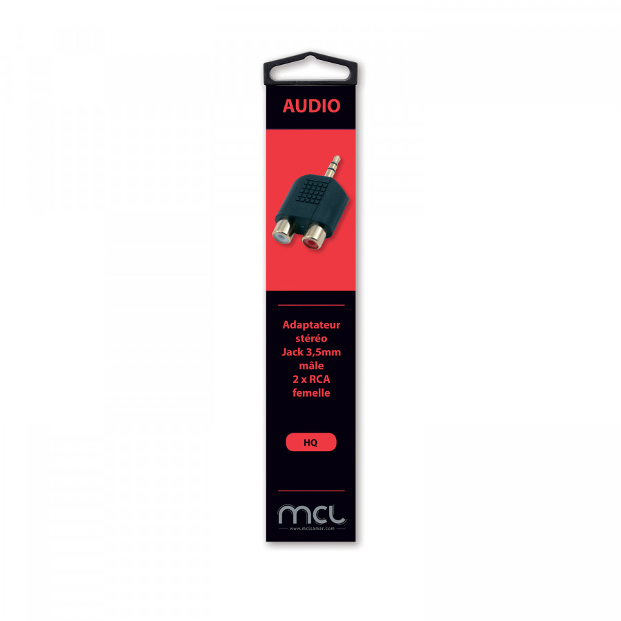 Adaptateur Jack 3.5mm/2xRCA mâle/femelle - Noir#