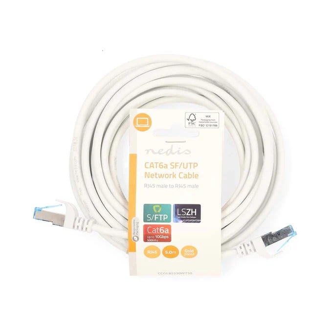 Nedis Câble RJ45 Cat6a S/FTP - 5m - Blanc