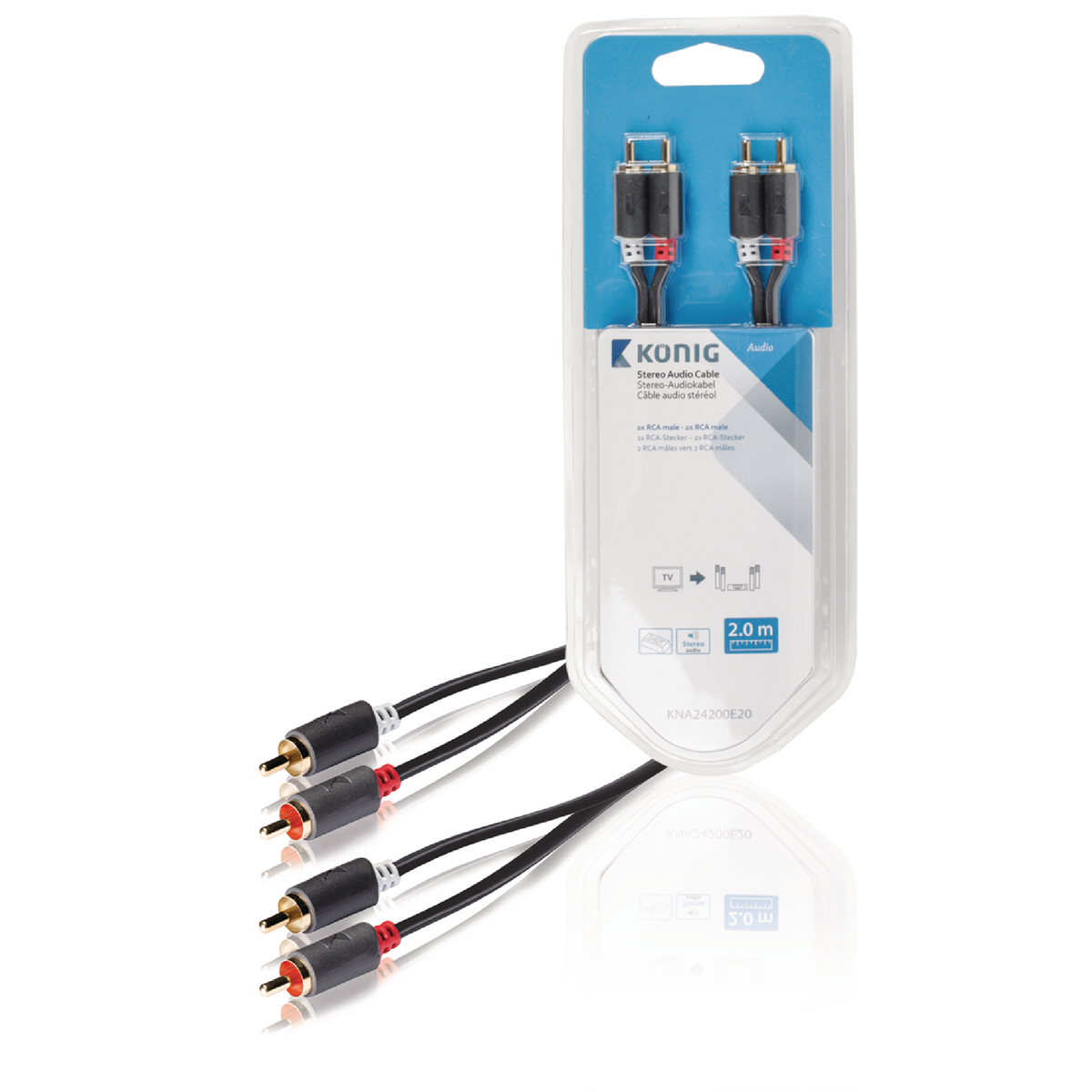 Câble audio 4xRCA mâle/mâle - 2m - Gris #