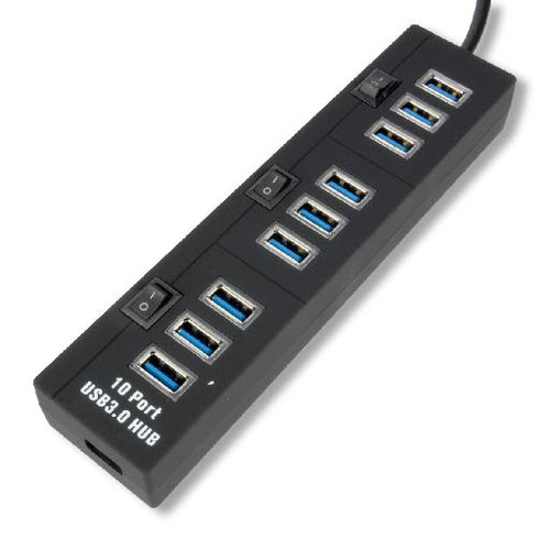 USB 3.0 hub 10 ports avec switches