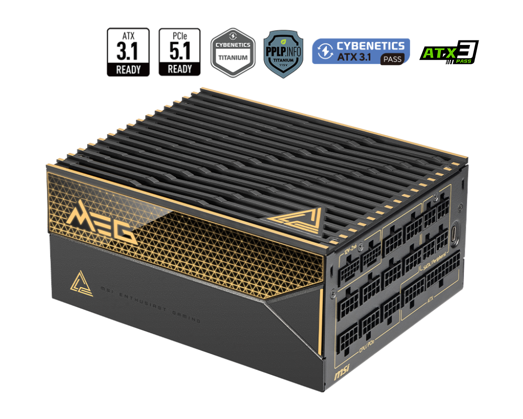 ATX 1600W - 80+ Titanium - MEG AI1600T PCIE5 Noir