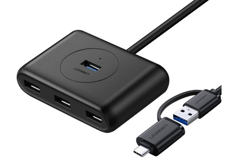 Hub 4 ports USB-A et USB-C vers 4xUSB-A/1m/Noir