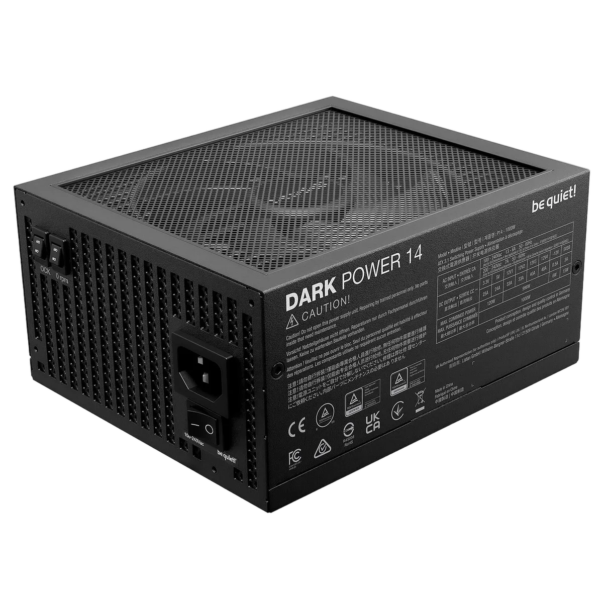 be quiet! ATX 1000W Dark Power 14 80+ Cybenetics Titanium — vue 2