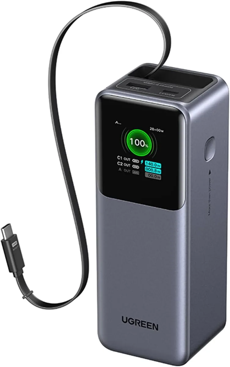 UGREEN PowerBank 2 ports - 20000mAh - 165W + Câble rétractable USB-C — vue 1