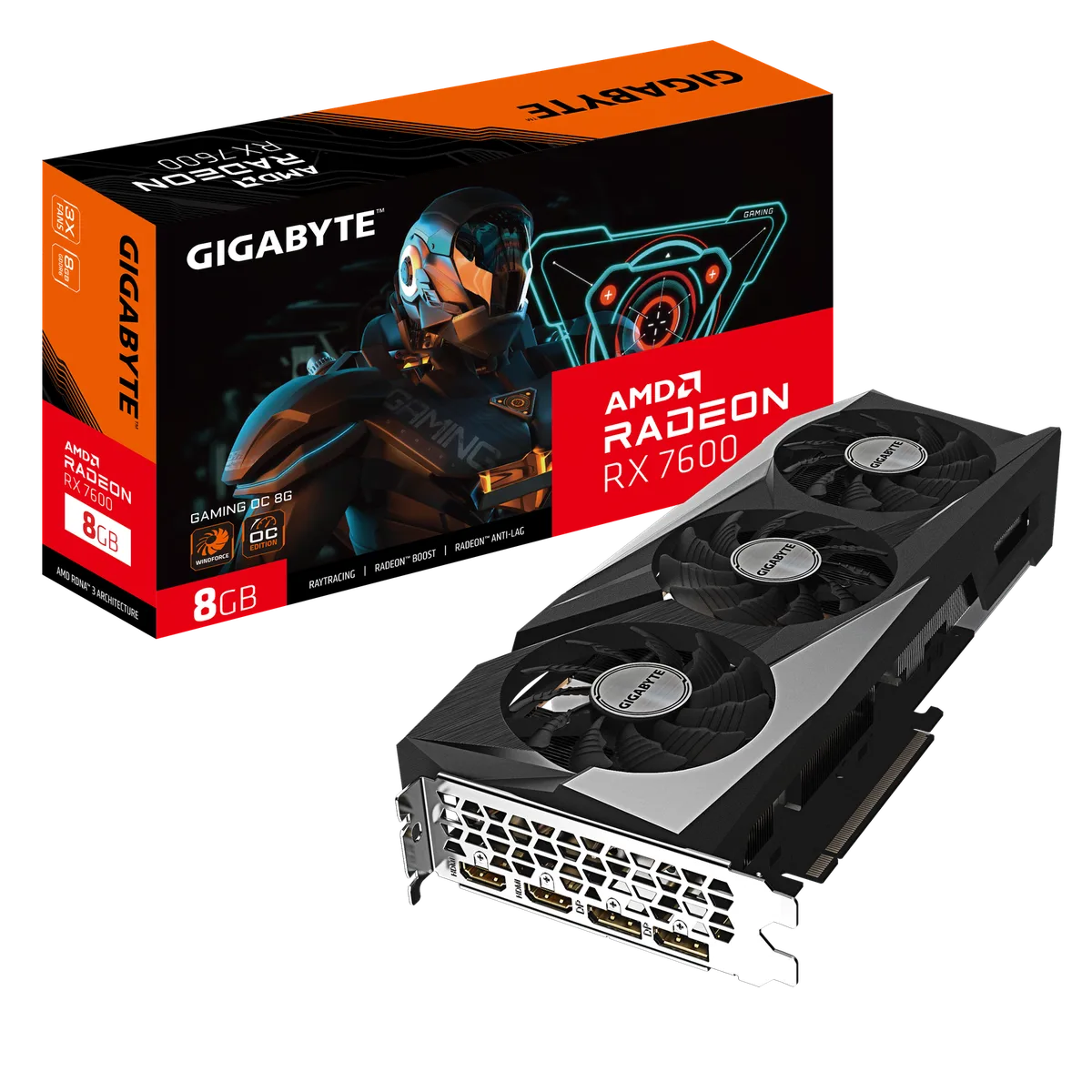 Gigabyte RADEON RX 7600 GAMING OC 8G — vue 1