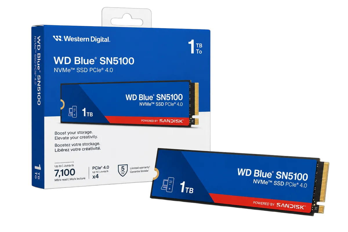 WD SN5100 Blue 1To Gen4 NVMe M.2 OEM — vue 2
