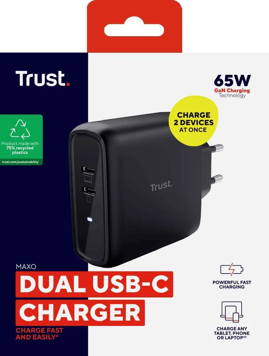 Trust Chargeur universel MAXO 65W - 2 ports USB-C — vue 4