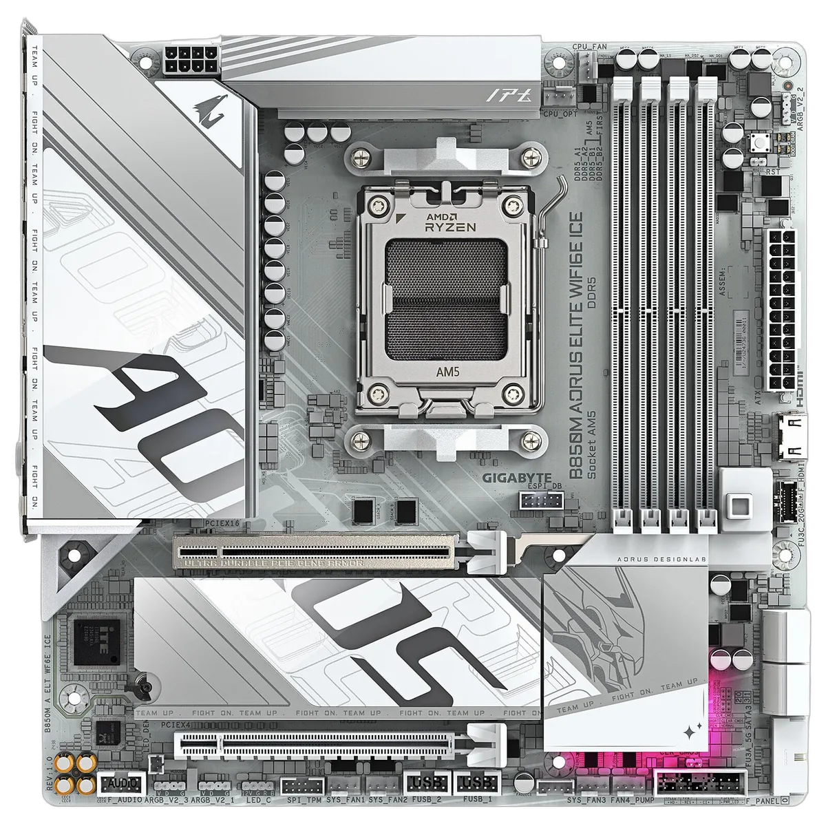 Gigabyte B850M A ELT WF6E ICE — vue 3
