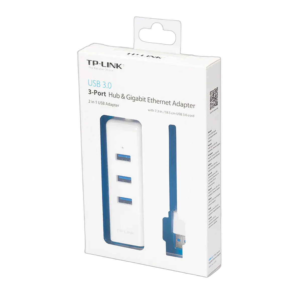 TP-Link USB 3.0 Gigabit Ethernet + hub 3 ports USB 3.0 — vue 2