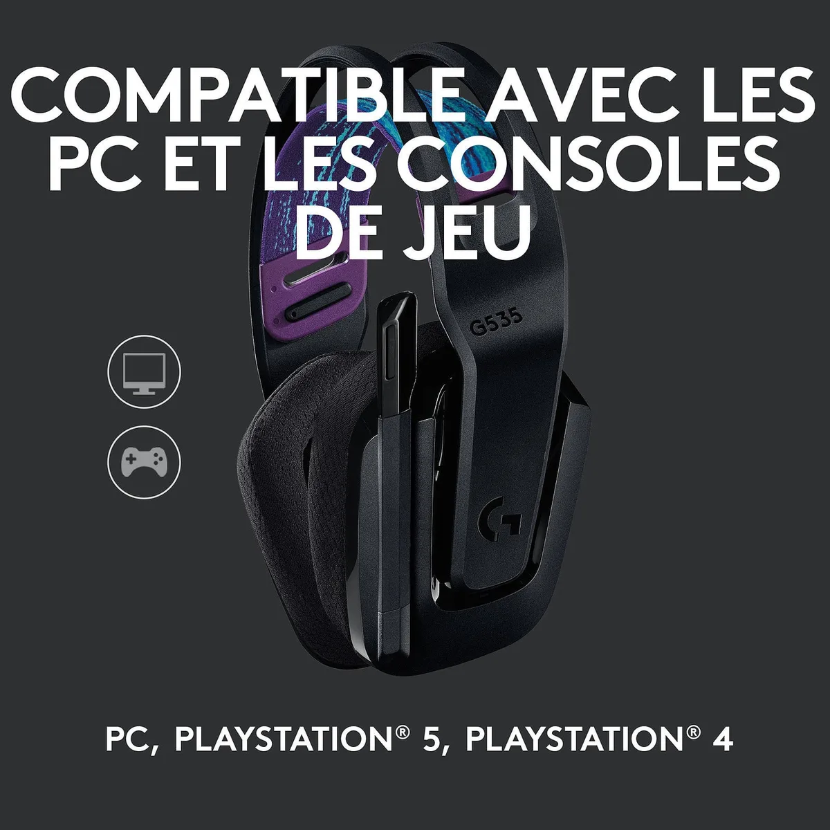 Logitech G535 Lightspeed - Sans-Fil - Noir — vue 2
