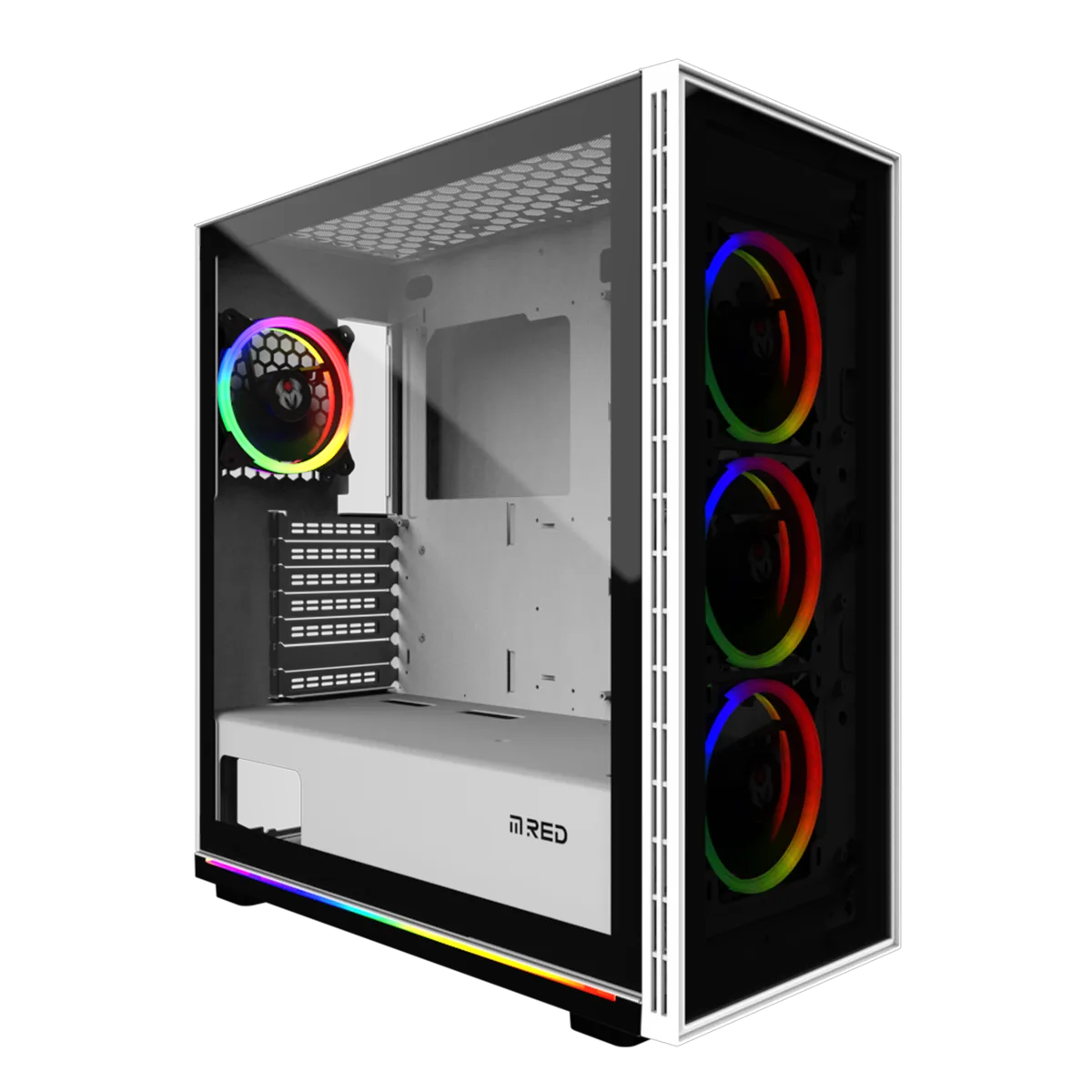M.RED WHITE DESTROYER Glass-G - ARGB - MT/ATX — vue 1