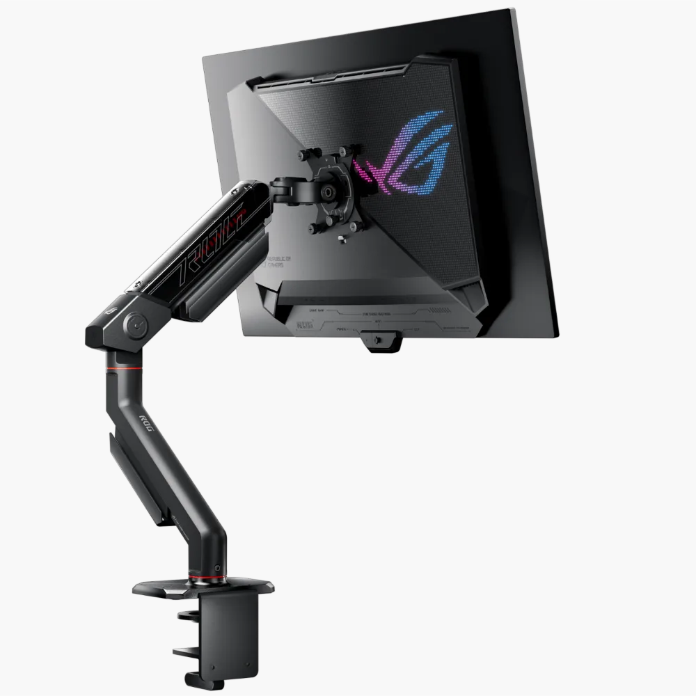 Asus ROG XG27AQDMESZ 27" QHD 240Hz QD-OLED G-Sync + Bras ROG AAS01R — vue 3