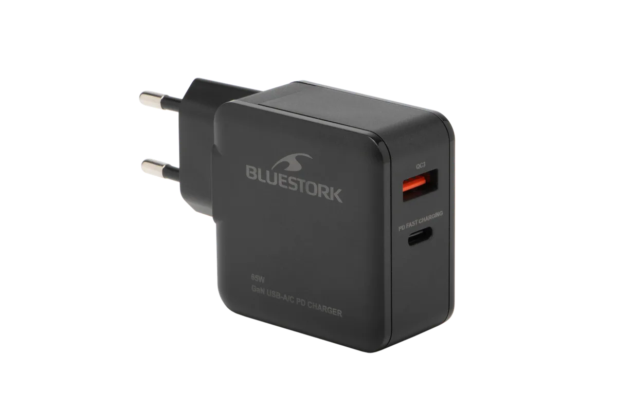 Bluestork Chargeur GaN 65W 2 ports - USB-C/USB-A - Noir — vue 1