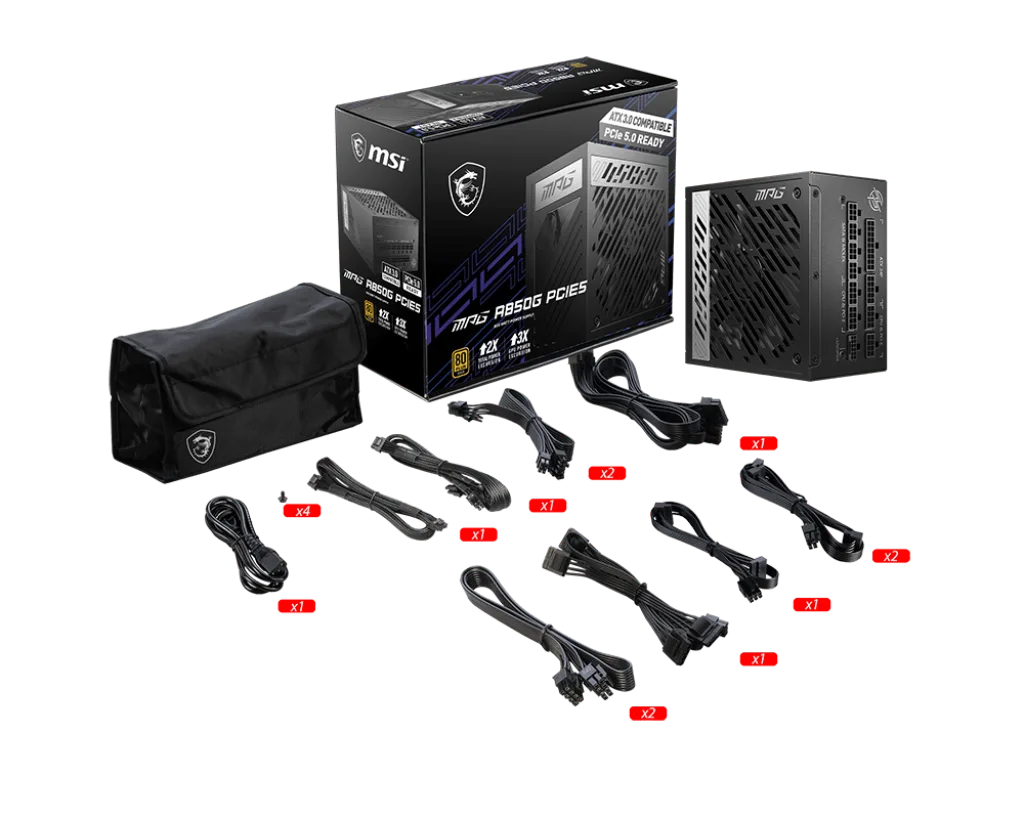 MSI ATX 850W - 80+ Gold - MPG A850GS PCIE5 Noir — vue 2
