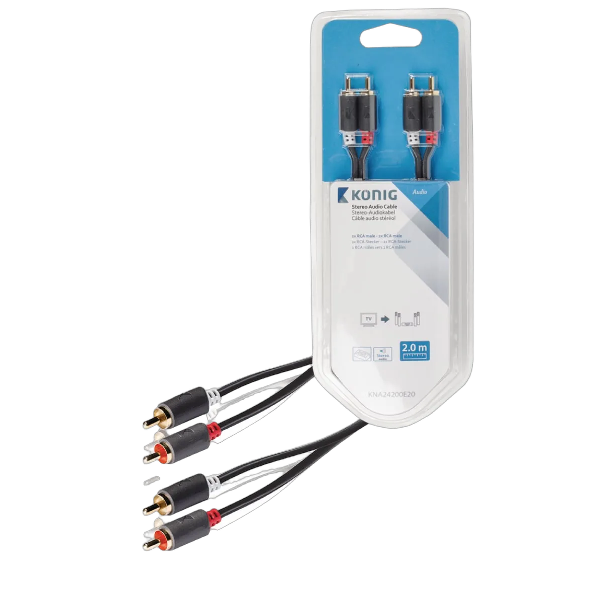 Câble audio 4xRCA mâle/mâle - 2m - Gris — vue 1