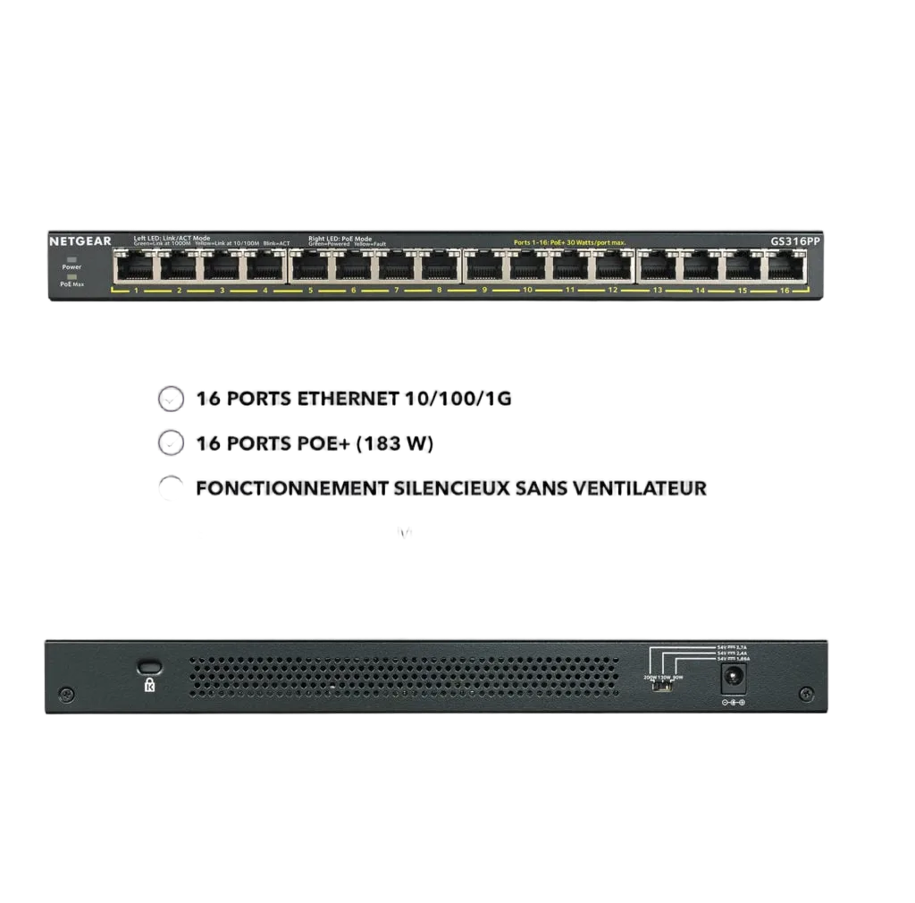 Netgear 16 ports Gigabit POE+ - GS316PP — vue 4