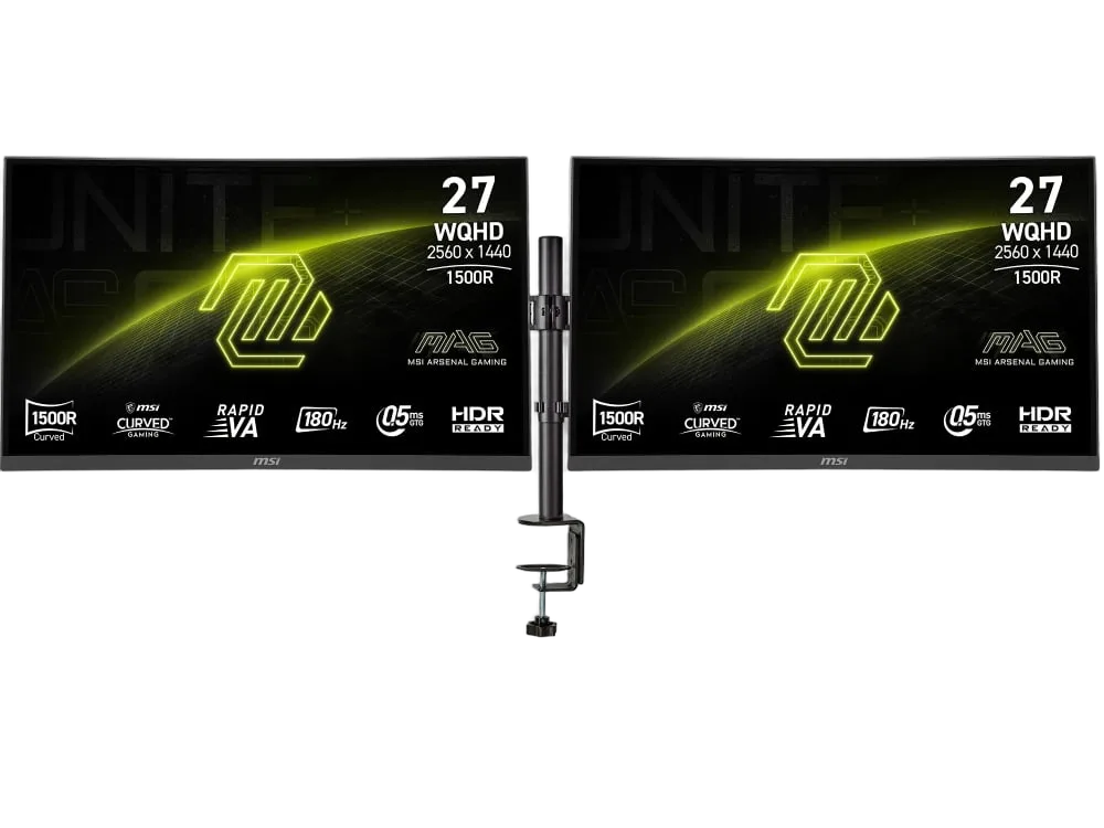 MSI 2 x MAG 275CQF E18 27" CURVE QHD 180Hz Fast-VA FreeSync + support double — vue 1