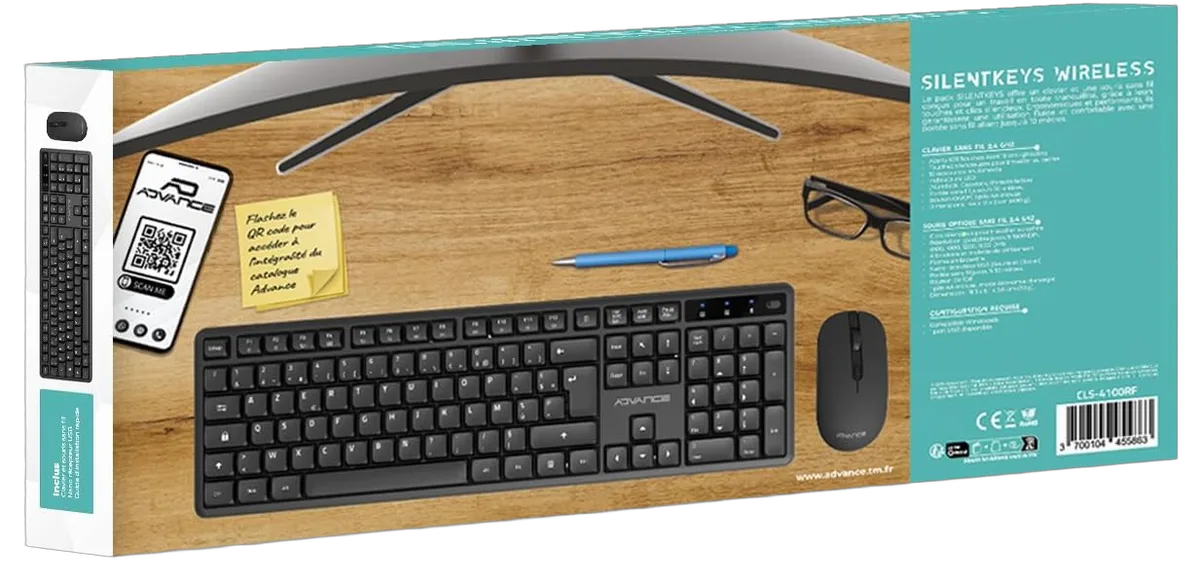 Advance SILENTKEYS WIRELESS PK CLAVIER + SOURIS CLS-4100RF — vue 2