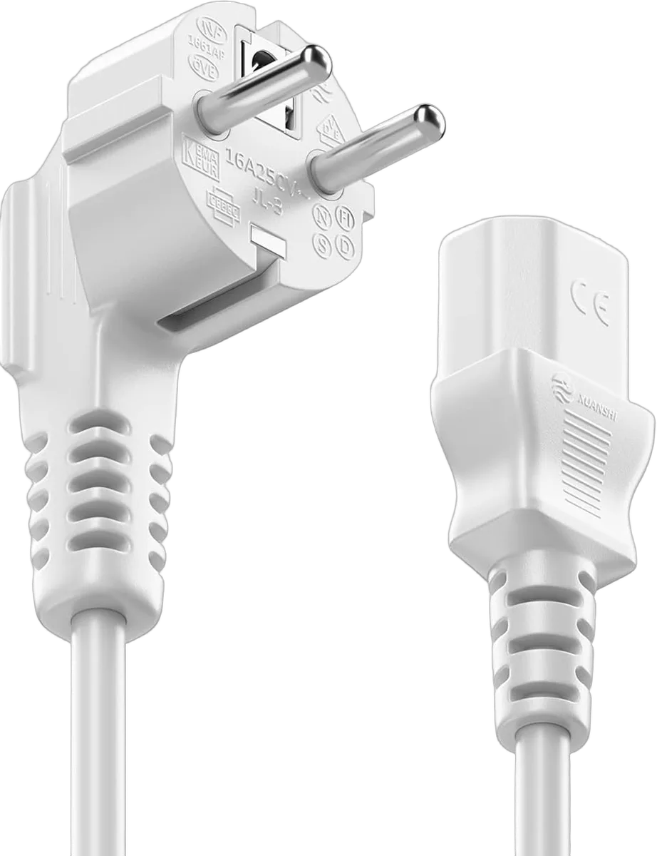 Compatible Câble d'alimentation (CEE 7 vers C13) - 2m Blanc — vue 3