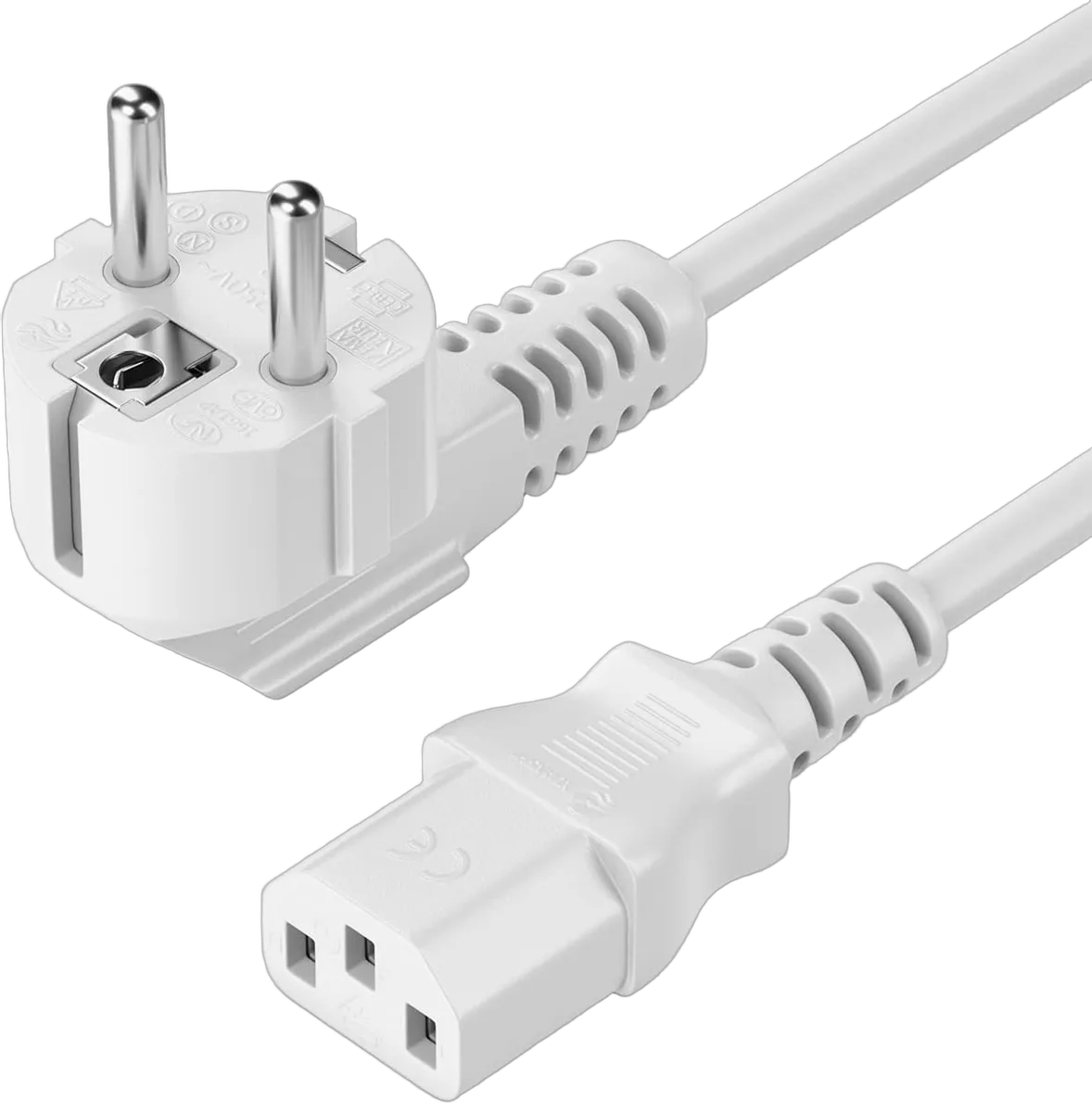 Compatible Câble d'alimentation (CEE 7 vers C13) - 2m Blanc — vue 1