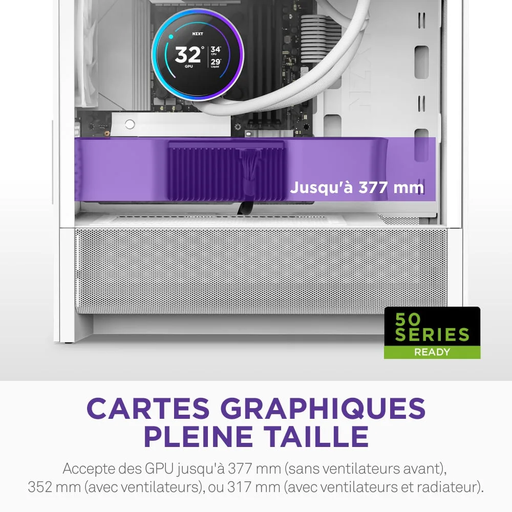 NZXT H3 Flow Blanc - MT/Sans Alim/mATX — vue 8