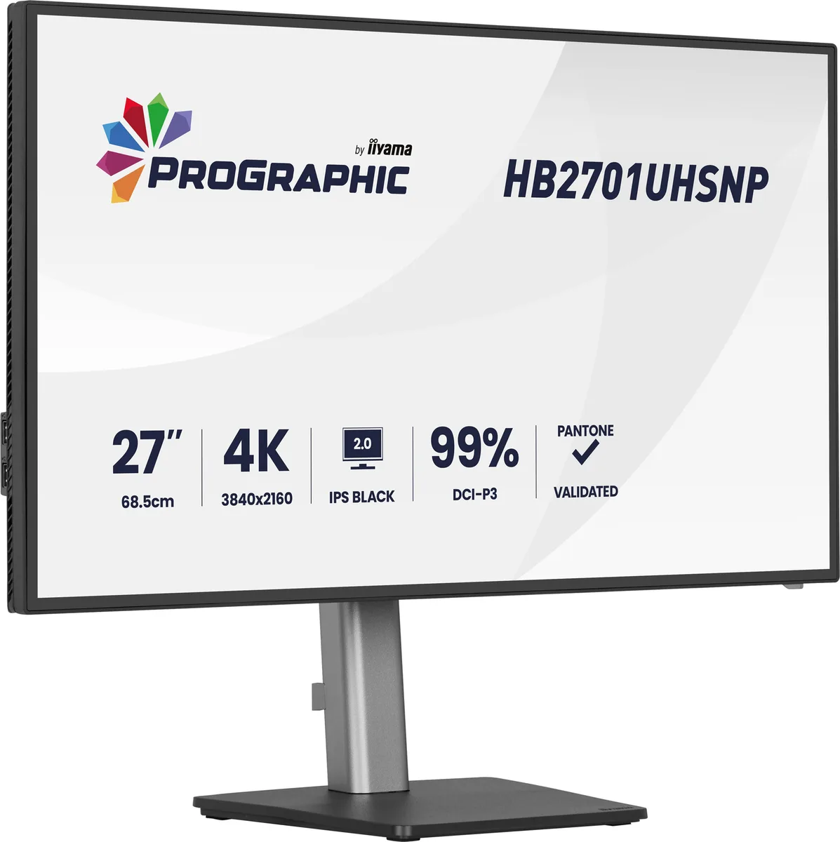 Iiyama ProGraphic - 27" 4K IPS Black 99% DCI P3 USB-C Dock Certifié Pantone — vue 3