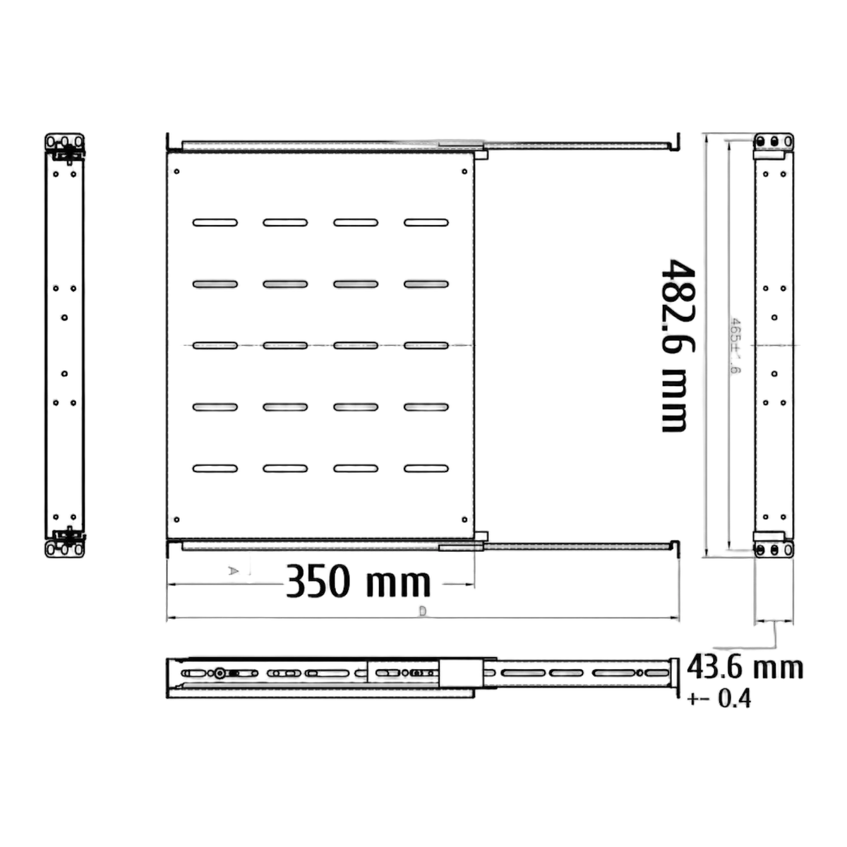 Kimex International Etagère coulissante 19" 1U - Rack & Baie — vue 2