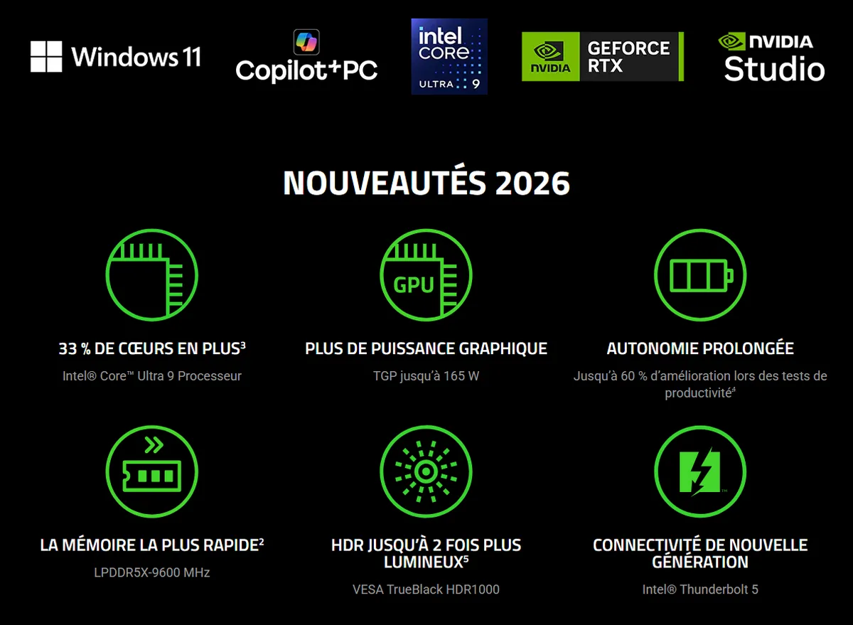 Razer Blade 16 - 16" OLED 2.5K U9 386H RTX 5090 64Go 2To W11-Seconde Vie — vue 7