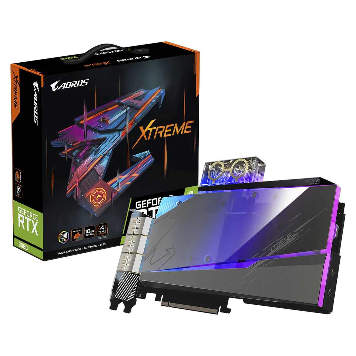 Gigabyte GeForce AORUS RTX 3080 XTREME WATERFORCE WB 10G LHR — vue 1