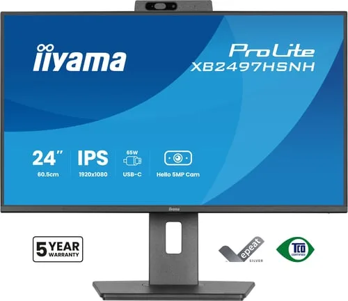 Iiyama Prolite XB2497HSNH-B1 - 23.8" FHD 100Hz RJ45 Pivot Webcam USB-C DOCK 65W