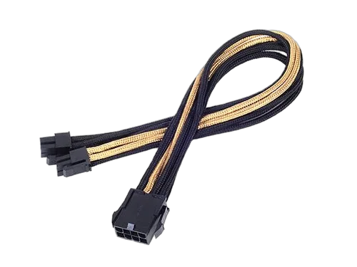 Silverstone Cable tressé 8-Pin EPS/ATX 4+4-Pin 300mm GOLD/Black — vue 1