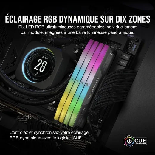 Corsair Vengeance RGB 32Go (2x16Go) DDR5 6000MHz — vue 4