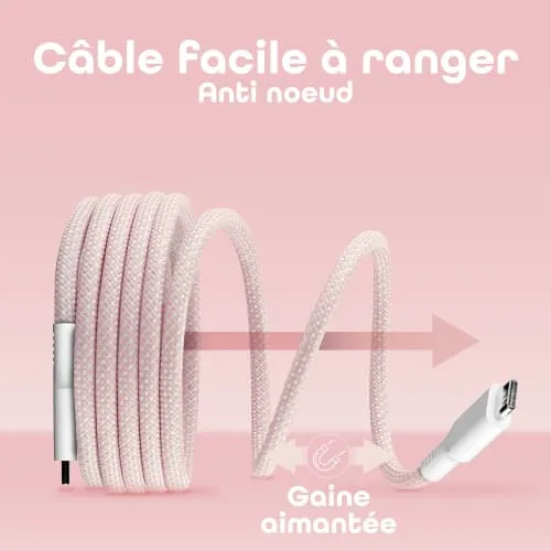 T'nB Câble USB-C vers USB-C - 1,5m - Rose — vue 3