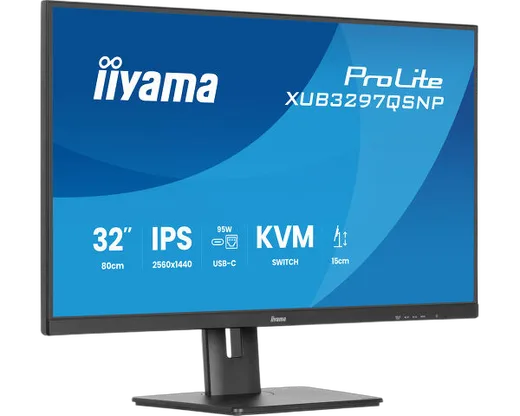 Iiyama XUB3297QSNP-B1 - 32" QHD 100Hz IPS KVM RJ45 Dock USB-C 95W