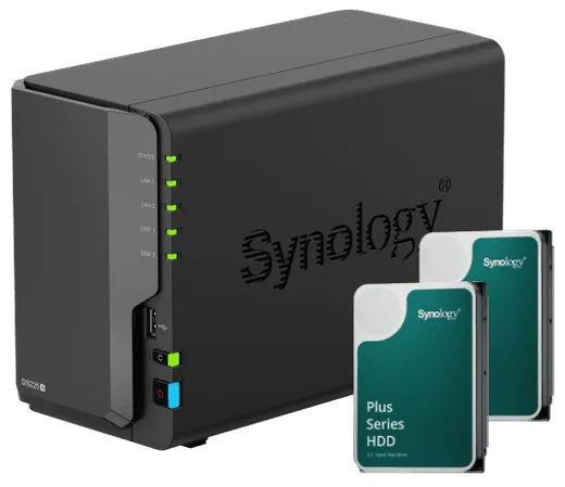 Synology DS225+ - 2 Baies avec 2 disques de 2To HAT3300-2T