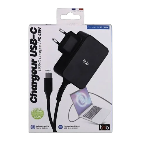 T'nB Chargeur universel USB-C - 45W - 1.8m - Noir — vue 2