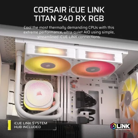 Corsair iCUE LINK TITAN 240 RX RGB Blanc AIO/240mm — vue 5