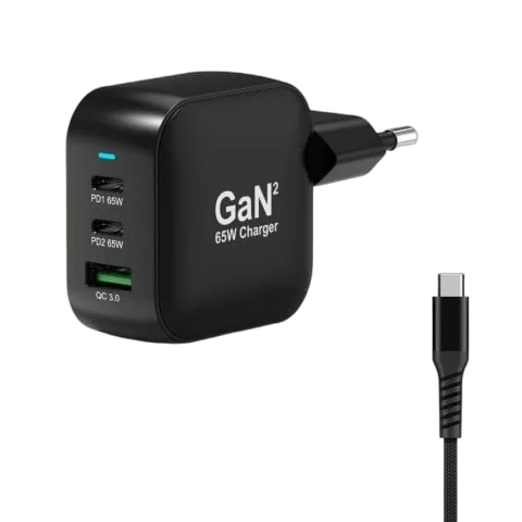 Port Chargeur mural 65W GaN 3 ports + Câble USB-C - 2m — vue 1