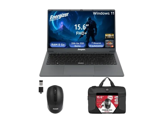 Energizer EnergyBook Pro 15.6" R5-3500U 8Go 256Go W11 + Sac/Souris